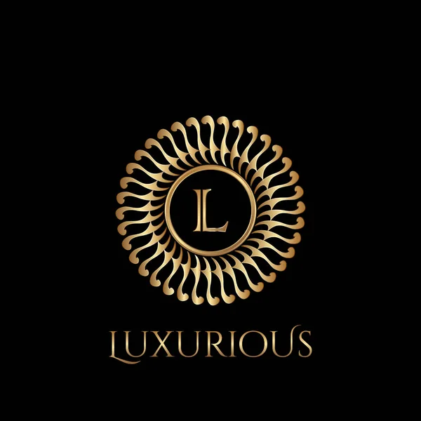 Logotipo Luxo Círculo Com Letra Simétrico Redemoinho Forma Vetor Design — Vetor de Stock