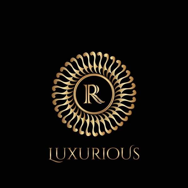 Logotipo Luxo Círculo Com Letra Simétrico Redemoinho Forma Vetor Design —  Vetores de Stock
