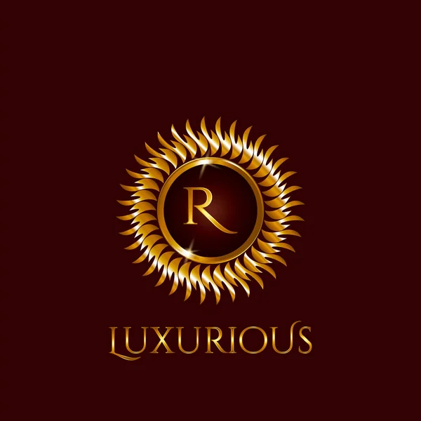 Luxe Gouden Letter Cirkel Logo Vector Ontwerp Gouden Kleur — Stockvector