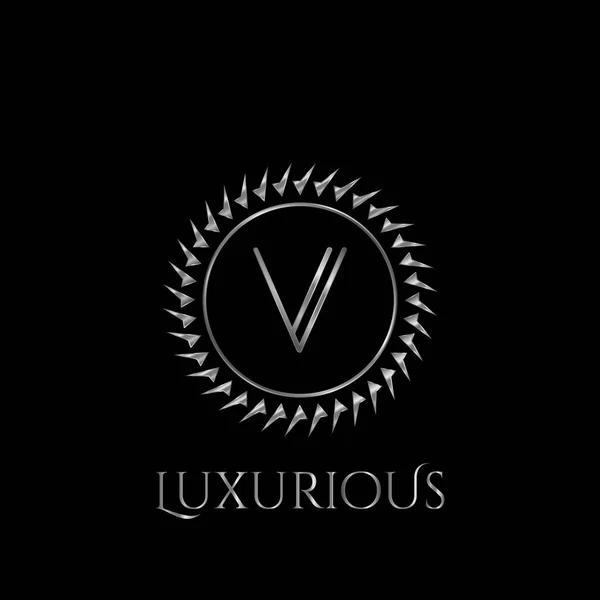 Luxury Letter Circle Logo Vector Template Design Silver Color — Stock Vector