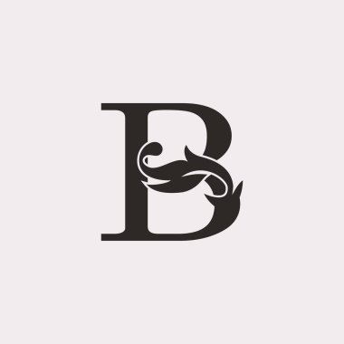 Monogram Klasik Yaprak B Harfi İlk Simge Şablon Tasarımı Lüks Tasarım Konsepti.