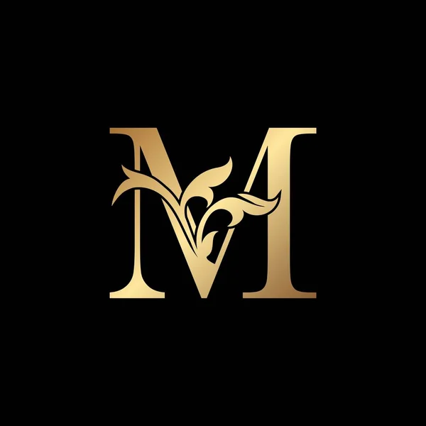 Золотий Розкішний Лист Початковий Логотип Іконка Шаблону Дизайн Монограма Декоративна — стоковий вектор