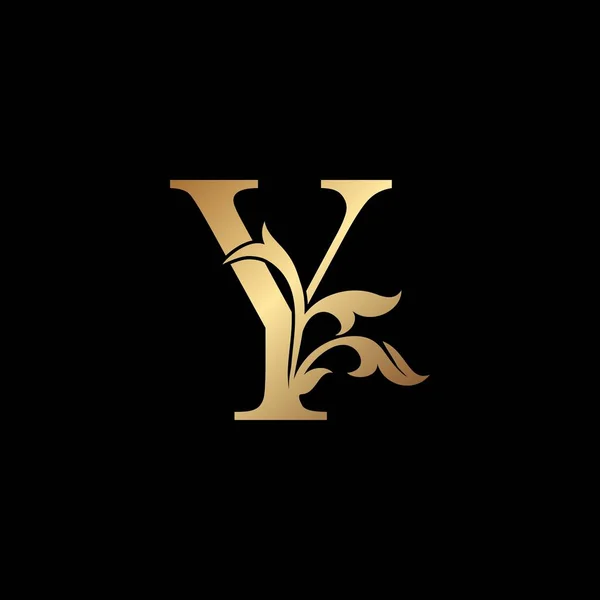 Golden Luxury Letter Logo Iniziale Icona Template Design Monogramma Ornata — Vettoriale Stock