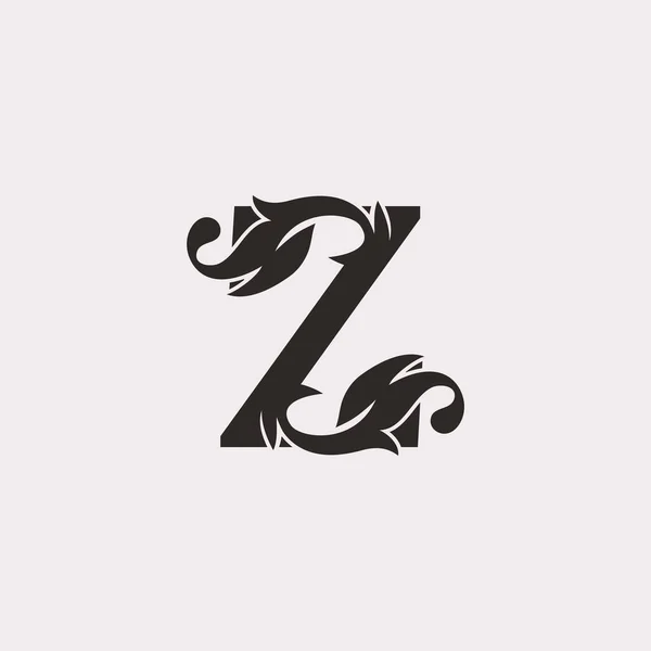 简写古雅华丽的叶子Z字母首字母标志图标模板设计奢华风格概念 — 图库矢量图片