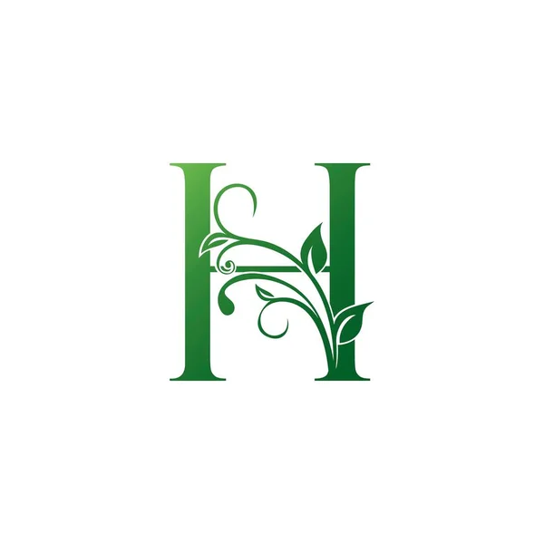 Green Ornate Floral Letter Logo Ikona Luksusowy Alfabet Czcionek Początkowy — Wektor stockowy