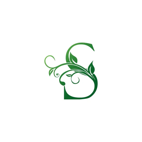 Зеленый Украшенный Цветочный Буква Логотип Значок Роскошный Алфавит Шрифт Начальный — стоковый вектор