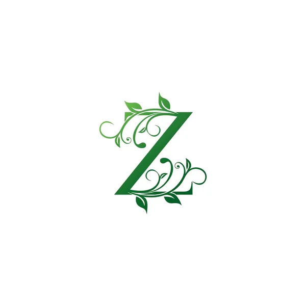 Green Ornate Logo Floral Letter Icon Luxury Alphabet Desain Awal - Stok Vektor