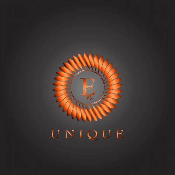 Plumes Brown Circle Luxe Floral Initiale Lettre Logo Design Élégance — Image vectorielle