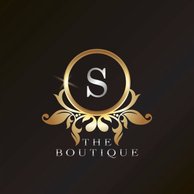 Restoran, Kraliyet, Butik, Cafe, Otel, Heraldic, Mücevher, Moda ve diğer markalar gibi marka kimlikleri için daire şeklindeki S Logosu şablonu.