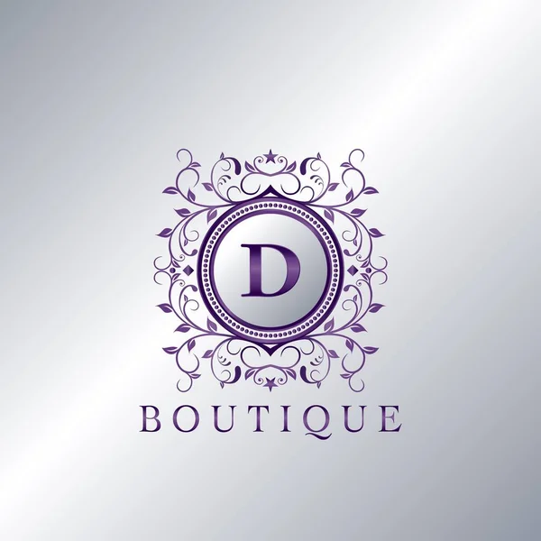 Logo Moderno Lujo Boutique Letra Adorno Floral Diseño Elegancia Única — Archivo Imágenes Vectoriales