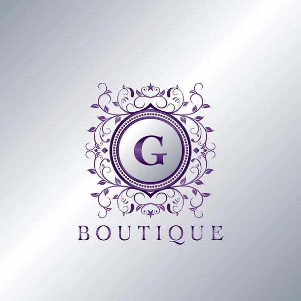 Luxury Boutique Letter 자주색 모양의 무늬가 — 스톡 벡터