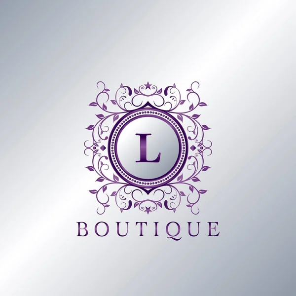 Logotipo Moderno Lujo Boutique Letra Adorno Floral Diseño Elegancia Única — Archivo Imágenes Vectoriales