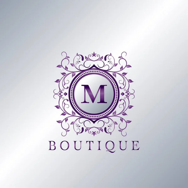 Μοντέρνο Πολυτελές Boutique Letter Λογότυπο Μοναδικό Σχέδιο Κομψότητας Floral Στολίδι — Διανυσματικό Αρχείο