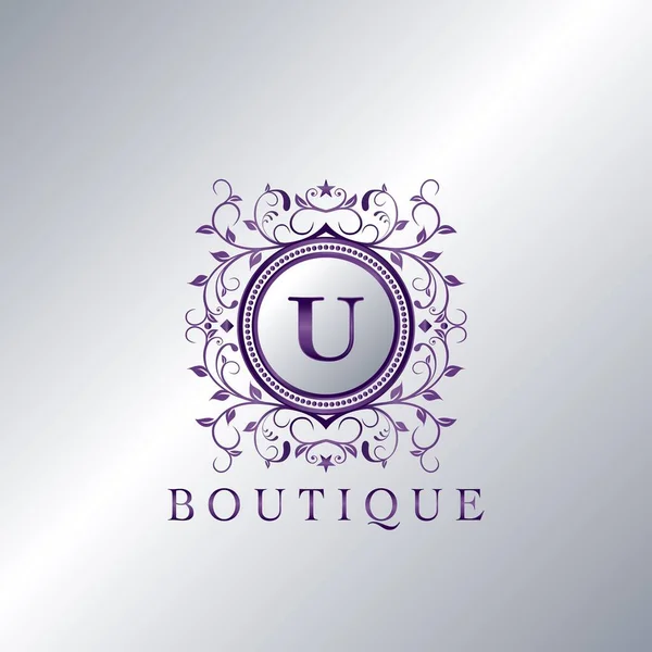 Modern Luxury Boutique Letter Logo Unieke Elegantie Ontwerp Bloemen Ornament — Stockvector