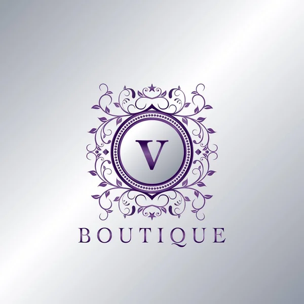 Logo Modern Luxury Boutique Letter Design Eleganza Unica Ornamento Floreale — Vettoriale Stock