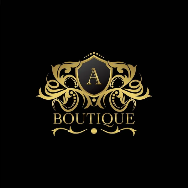 Luxury Boutique Gold Letter Logo Template Vector Design Decoration Restaurant — Vetor de Stock