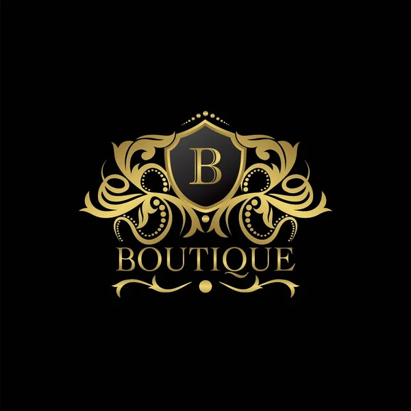 Luxury Boutique Gold Letter Logo Template Vector Design Decoration Restaurant — 스톡 벡터