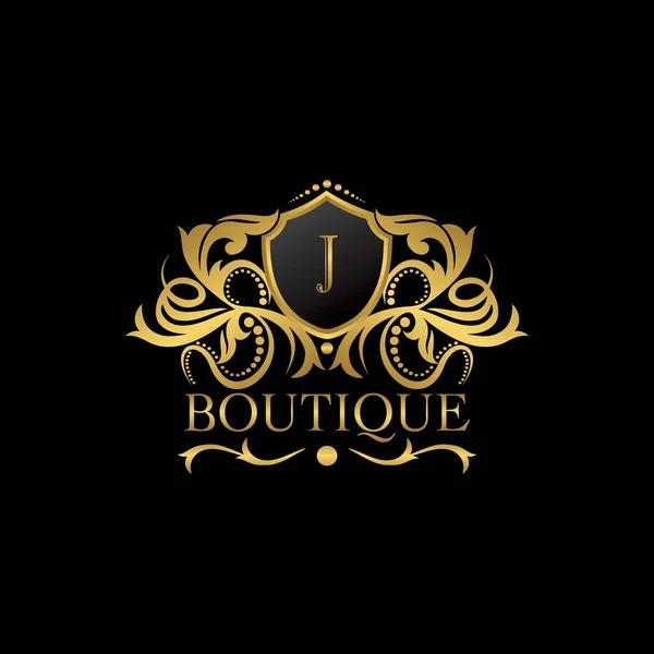 Lyx Boutique Gold Brev Logotyp Mall Vektor Design För Dekoration — Stock vektor
