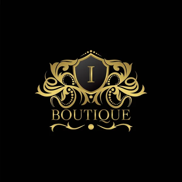 Lyx Boutique Guld Brev Logotyp Mall Vektor Design För Dekoration — Stock vektor