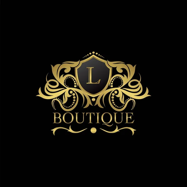 Luxury Boutique Gold Letter Logo Template Vector Design Decoration Restaurant — 스톡 벡터