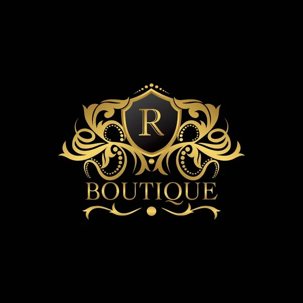 Роскошный Шаблон Логотипа Бутика Gold Векторном Дизайне Украшения Ресторана Роялти — стоковый вектор