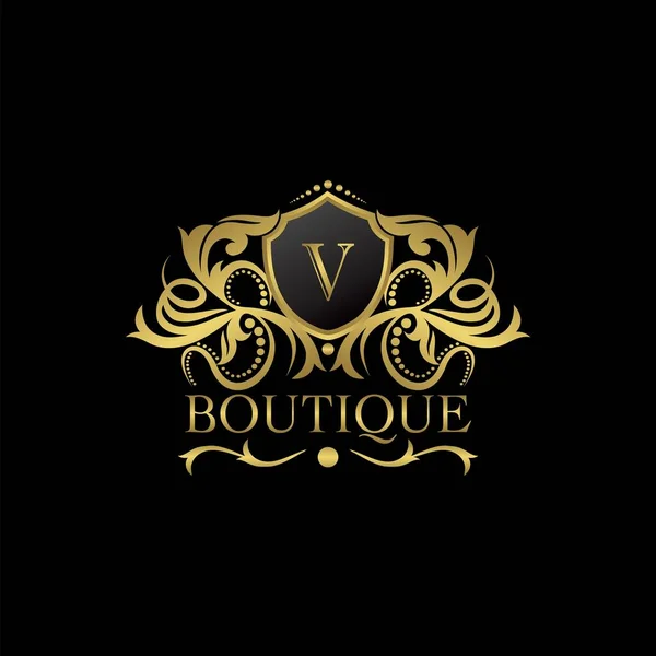 Dekorasyon, Restoran, Kraliyet, Butik, Cafe, Otel, Heraldiç, Mücevher, Moda ve diğer vektör çizimleri için vektör tasarımlı lüks Butik Altın Harf Logosu şablonu