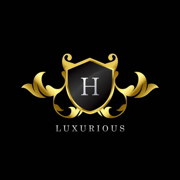 Golden Luxury Shield Letra Logo Plantilla Vector Logotipo Elegancia Hecha — Vector de stock