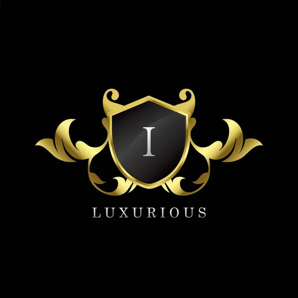 Логотип Golden Luxury Shield Letter Элегантность Логотипа Векторный Шаблон Широкого — стоковый вектор