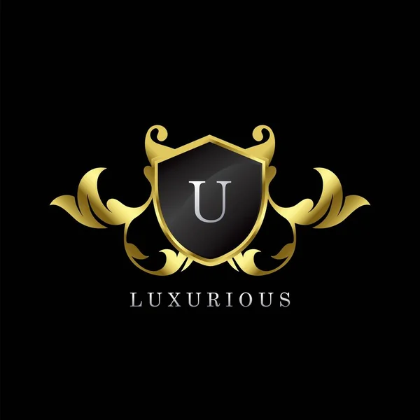 Golden Luxury Shield Brev Logotyp Elegans Logotyp Vektor Mall Gjord — Stock vektor