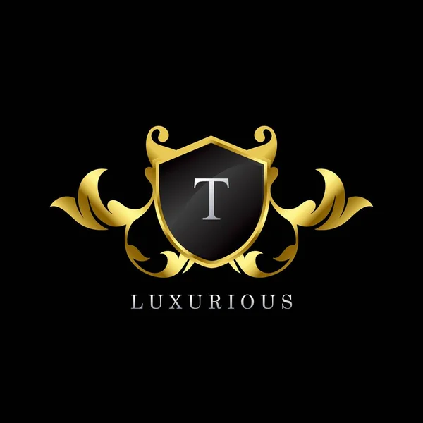Golden Luxury Shield Letter Logo Elegance Logo Vector Template Gemaakt — Stockvector
