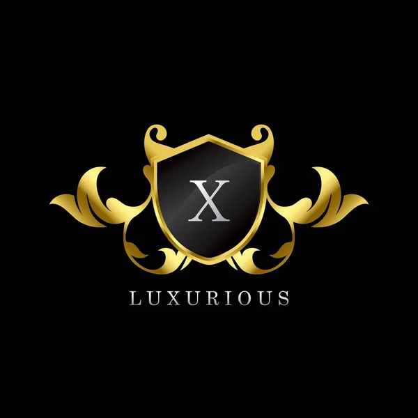 Golden Luxury Shield Letter Logo Елементарний Векторний Шаблон Зроблений Широкого — стоковий вектор