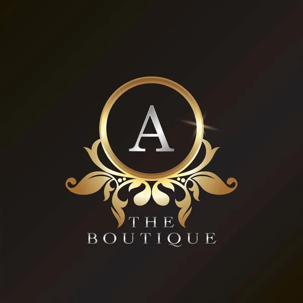 Gold Boutique Una Plantilla Logotipo Diseño Vectores Marco Círculo Para — Archivo Imágenes Vectoriales