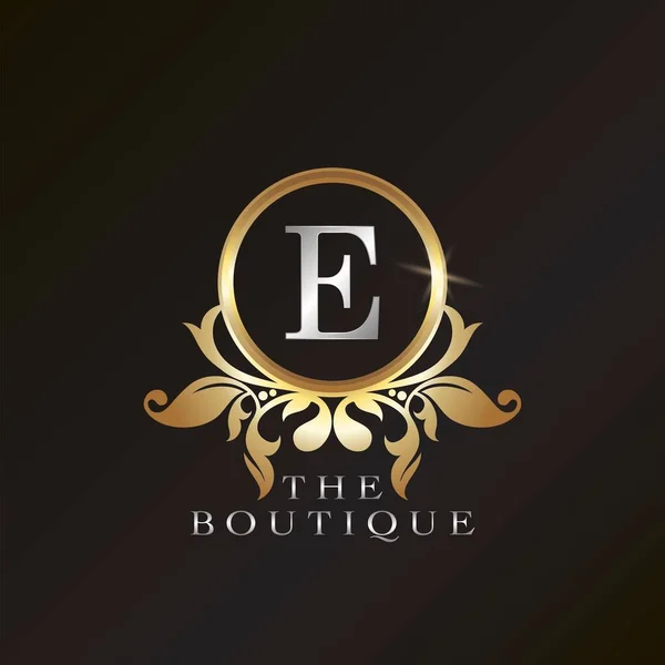 Gold Boutique Logo Template Circle Frame Vector Design Brand Identity —  Vetores de Stock