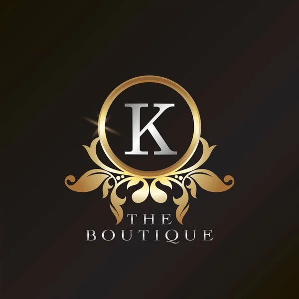 Gold Boutique Logo Vorlage Kreisrahmenvektordesign Für Markenidentität Wie Restaurant Royalty — Stockvektor