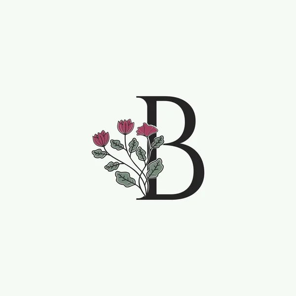 典雅自然花朵初始字母B图标在矢量华丽花叶剪贴画模板设计中的应用 — 图库矢量图片