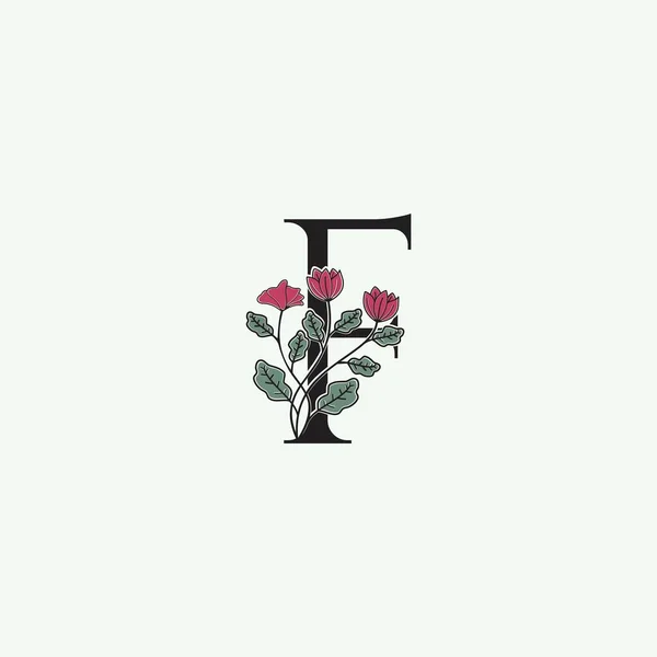 Élégance Nature Fleur Lettre Initiale Icône Logo Dans Vecteur Floral — Image vectorielle