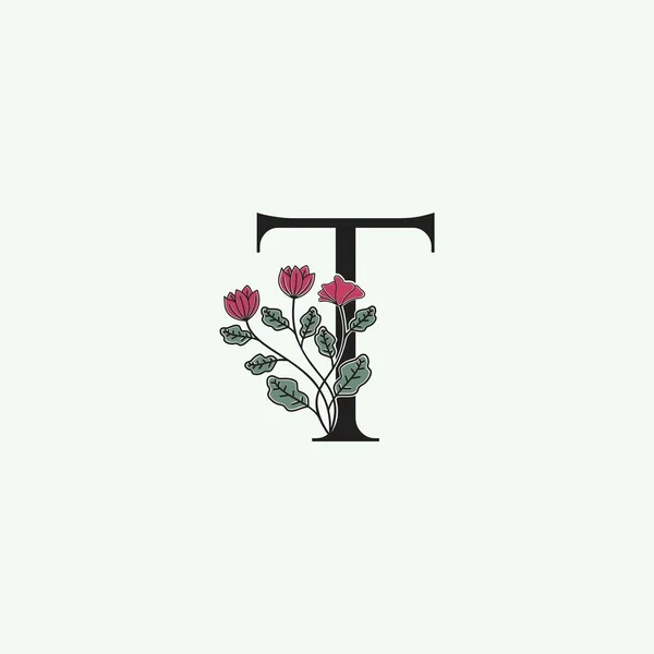 Elegance Nature Flower Initial Letter Λογότυπο Εικονίδιο Διάνυσμα Περίτεχνα Floral — Διανυσματικό Αρχείο