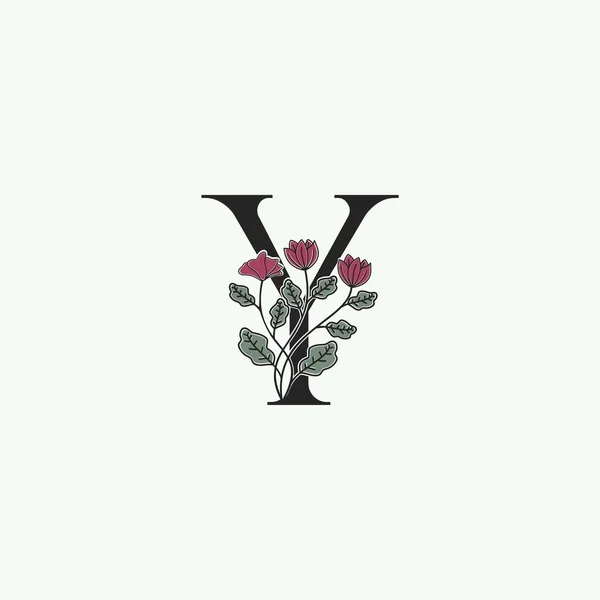 Elegance Nature Flower Initial Letter Logo Icon Vector Ornament Floral — 스톡 벡터