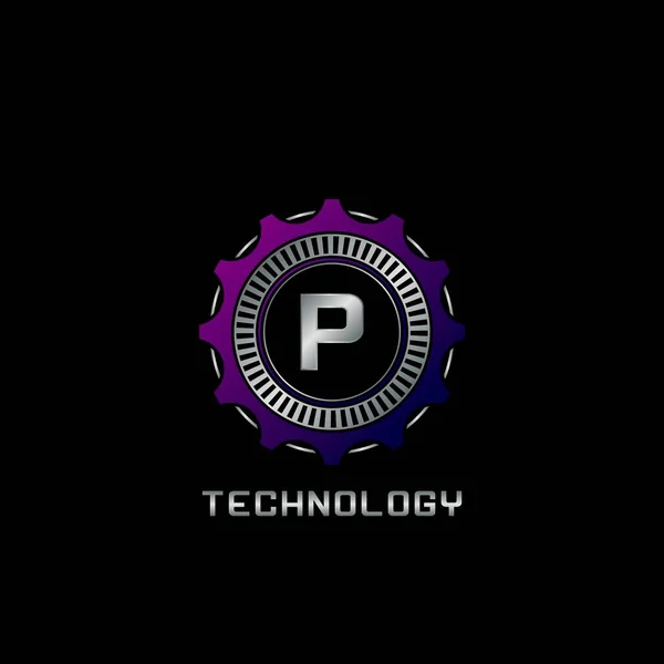 Technology Gear Rail Letter Logo Vektordesign Das Techno Logo Für — Stockvektor