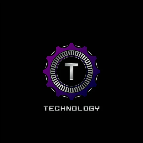 Technology Gear Rail Letter Logo Vektordesign Das Techno Logo Für — Stockvektor