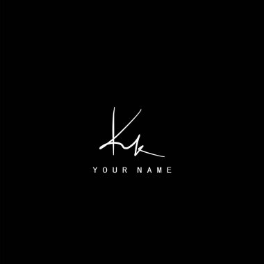 K Logosu, KK İlk harf. El yazısı kaligrafik imza logosu tasarımı.