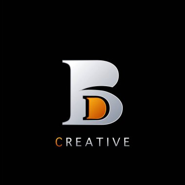 Modern Soyut Tekno Harf B ve D, BD Logo Vektör Şablon Tasarımı Negatif Alan Başlangıç Harfi İş kimliği Alfabesi
