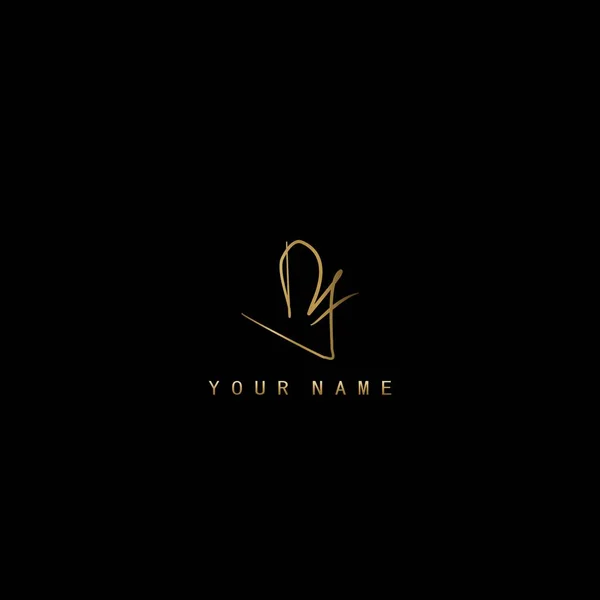 Gold Signature Logo Initial Letter Logo Sign 서명로 고제작 템플릿 — 스톡 벡터