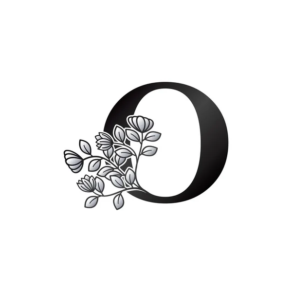 Monogram Harfi Logosu Zarafet Siyah Beyaz Doğa Çiçekleri Süsleme Biçimli — Stok Vektör