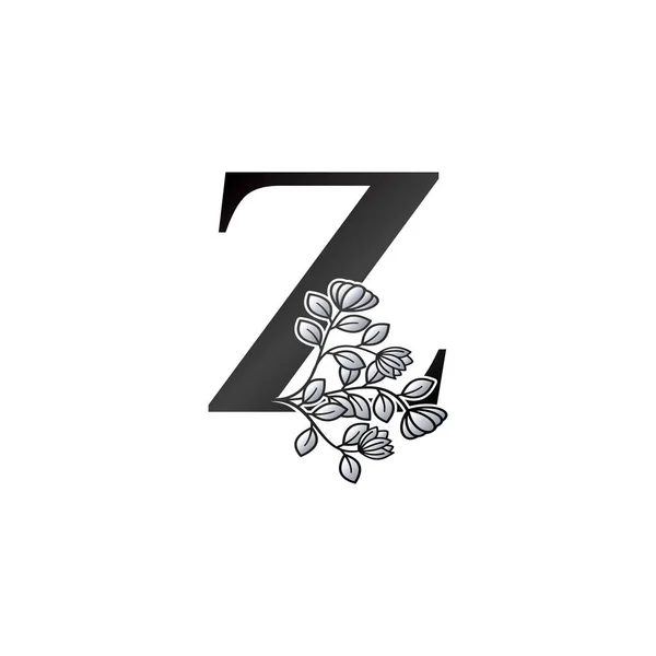 Monograma Inicial Letra Logo Elegancia Blanco Negro Naturaleza Flores Estilo — Archivo Imágenes Vectoriales