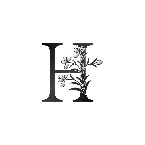 Natura Fiore Lettera Iniziale Logo Monogramma Eleganza Bianco Nero Natura — Vettoriale Stock