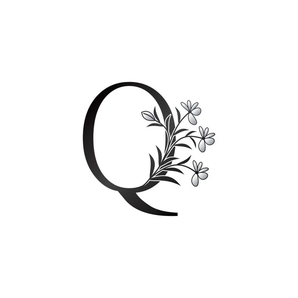 Doğa Çiçeği Baş Harfleri Logosu Monogram Zarafet Siyah Beyaz Doğa — Stok Vektör