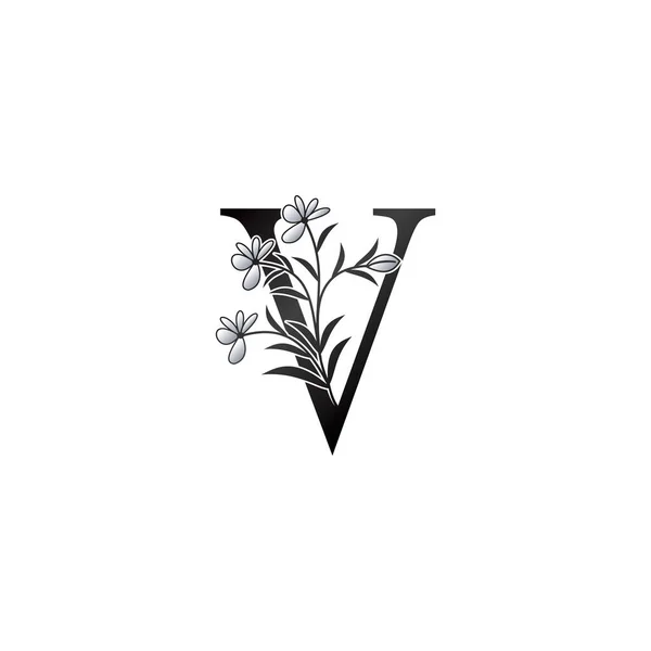 Nature Flower Initial Letter Logo Monogram Elegantie Zwart Wit Natuur — Stockvector