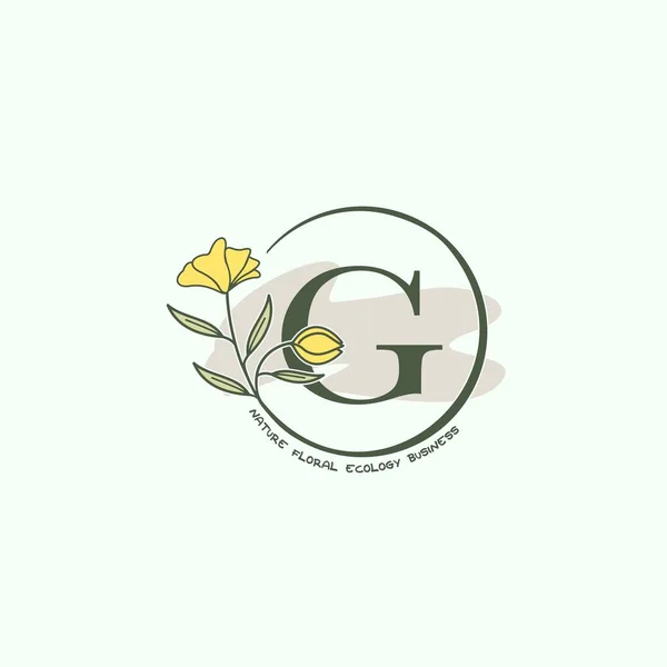 Krąg Natura Kwiat Litera Początkowe Logo Monogram Koło Ozdobą Kwiat — Wektor stockowy