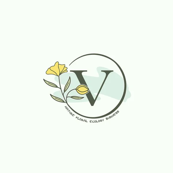 Circle Nature Flower Letter Initial Logo Monogram Circle Ornate Beauty — Stock Vector